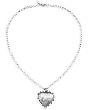 POISONED HEARTS Heart Pendant Chain Necklace - White
