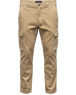 40 Weft Cargo-Pockets Straight-Leg Trousers - Natural