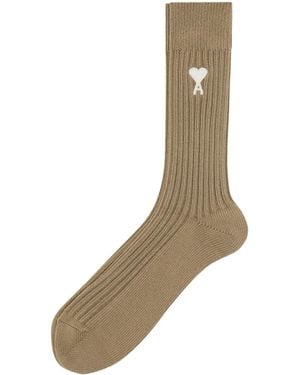 Ami Paris Ami De Coeur Socks - Natural