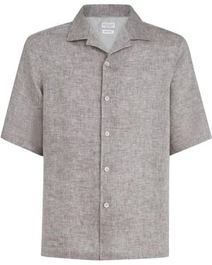 Brunello Cucinelli Camp-Collar Short-Sleeve Shirt - Grey