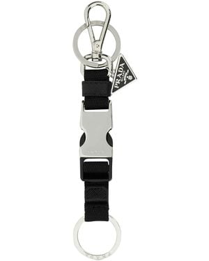 Prada Logo-Engraved Keyring - White