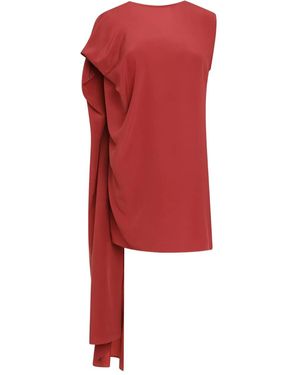 Gianluca Capannolo Vestido drapeado con manga murciélago - Rojo