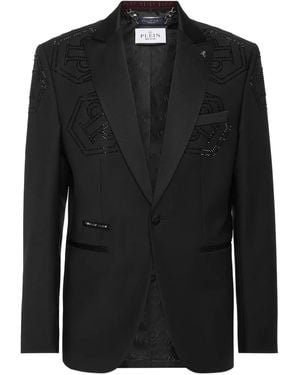 Philipp Plein Rhinestone-Embellished Blazer - Black