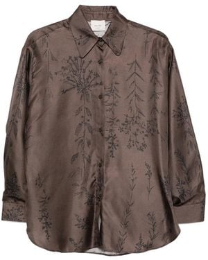 Alysi Floral-Print Silk Shirt - Brown