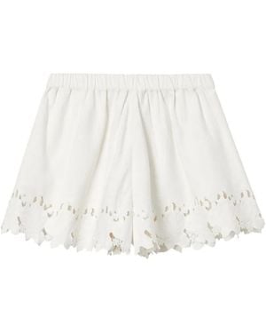 Sea Broderie-Anglaise Scallop-Edge Shorts - White