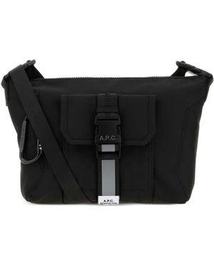 A.P.C. Schultertasche Mit Logo-Patch - Schwarz