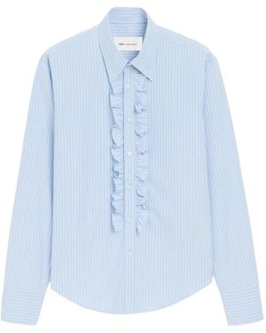 Ami Paris Ami Jabot Fitted Long Sleeved Shirt - Blue