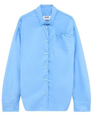 MSGM Gerafftes Hemd Mit Brusttasche - Blau
