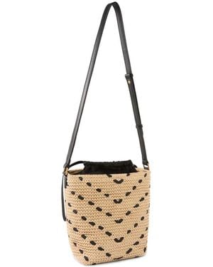 Pinko Raffia Drawstring Bucket Bag - Metallic