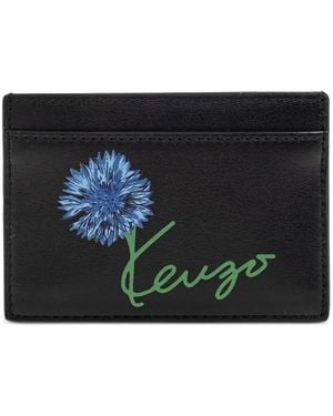 KENZO Tulip Leather Cardholder - Black