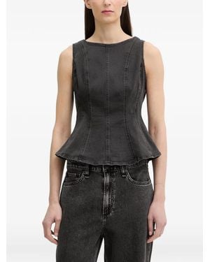 Levi's Leighton Denim Top Met Peplumzoom - Zwart