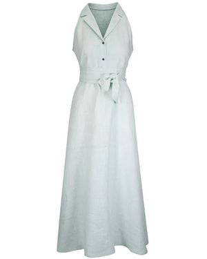 Kiton Vestido Largo Con Cinturón - Azul