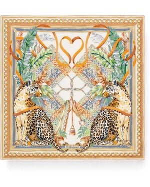 Ferragamo Leopard-Print Scarf - Metallic