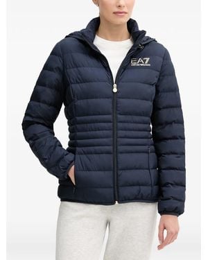 EA7 Quilted Hooded Jacket - Blue