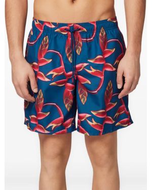 Sundek Floral-Print Drawstring Swim Shorts - Blue