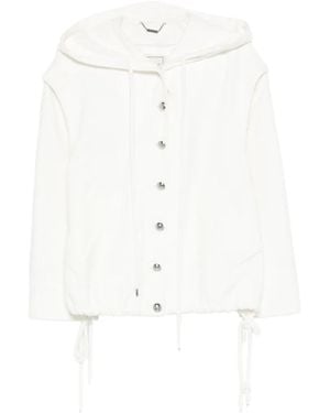 Blumarine Hooded Bouclé Jacket - White