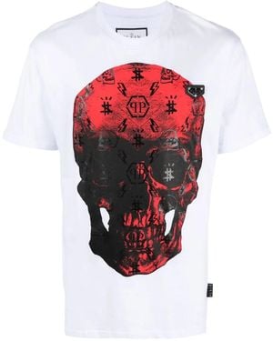 Philipp Plein Skull-Print Short-Sleeve T-Shirt - Red