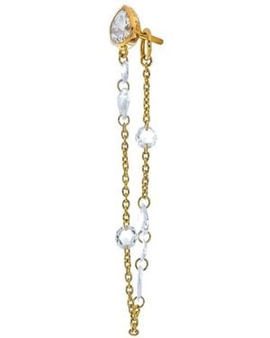 Logan Hollowell Pendientes Eau De Rose En Oro Amarillo De 18 Ct Con Diamantes - Blanco