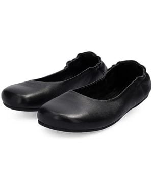 Groundies Elasticated Leather Ballet Flats - Black