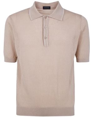 Tagliatore Pointelle-Knit Polo Shirt - Pink