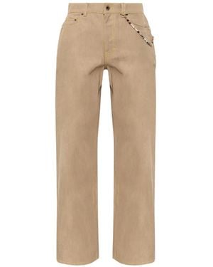 CASABLANCA Beaded-Chain Straight-Leg Jeans - Natural