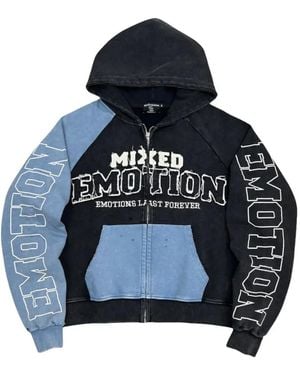 Mixed Emotions Split Decision Logo-Print Hoodie - Blue