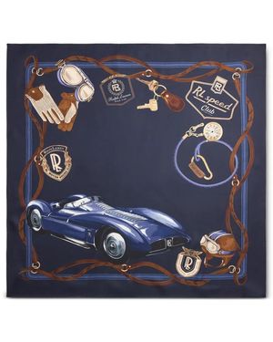 Ralph Lauren Automobile-Print Silk Scarf - Blue