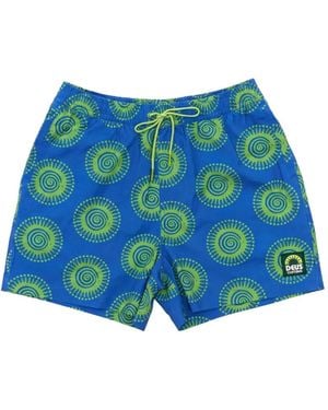 Deus Ex Machina Portal Graphic-Print Swim Shorts - Blue