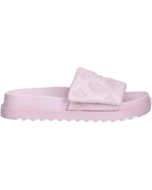 Guess Fabio Embroidered-Logo Flat Sandals - Pink