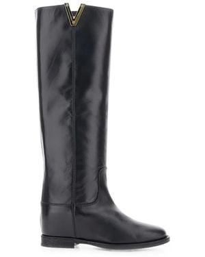 Via Roma 15 Logo-Plaque Cut-Out Boots - Black