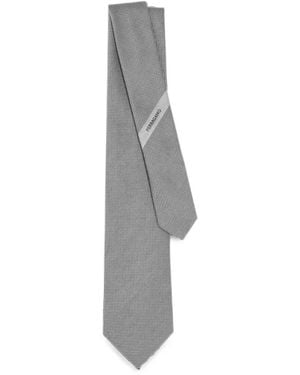 Ferragamo Geruite Stropdas - Wit