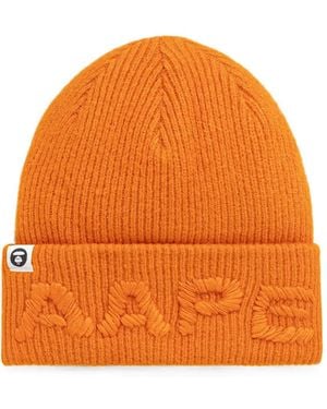 Aape By A Bathing Ape Logo-Embroidered Beanie Hat - Orange