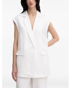 MARC AUREL Blazer Boutonné À Design Sans Manches - White