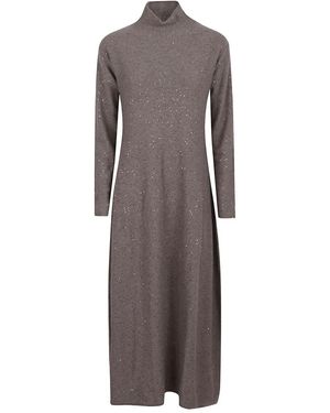 Antonelli Lumiére High-Neck Midi Dress - Grey