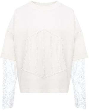 Hamza Top con detalle de corsé - Blanco