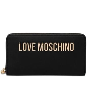 Love Moschino Logo-Plaque Zip-Around Wallet - Black