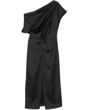 Imperial One-Shoulder Twist-Detail Midi Dress - Black