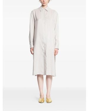 The Row Chihiro Striped Shirt Midi Dress - White