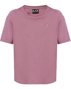 EA7 T-Shirt À Plaque Logo - Rose