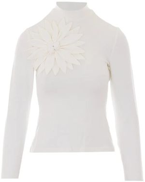 FARM Rio Floral-Appliqué Long-Sleeve T-Shirt - White