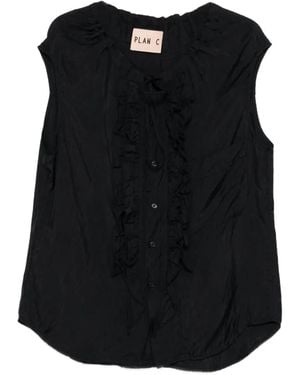 Plan C Ruffled Blouse - Black