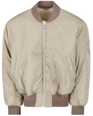 AURALEE Shearling-Lined Silk Bomber Jacket - Natural
