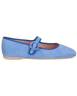 Pretty Ballerinas Camille Buckle Strap Ballet Flats - Blue