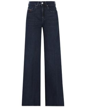 DIESEL Logo-Patch Wide-Leg Jeans - Blue