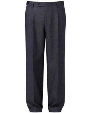 BOSS Pleated Cuffed Pants - Blue