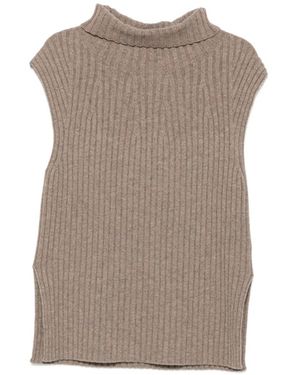 Bompard Ribbed Sleeveless Vest - Brown