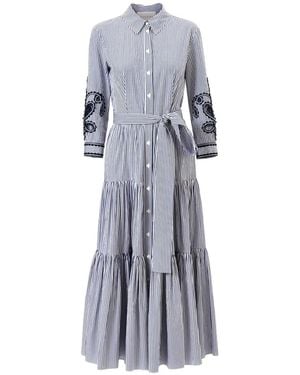 Carolina Herrera Striped-Pattern Midi Dress - White