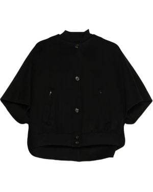 Max Mara Button-Fastening Cape Jacket - Black