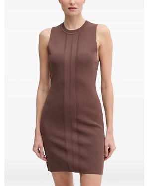 GAUDI Robe Courte Sans Manches En Maille Pointelle - Brown