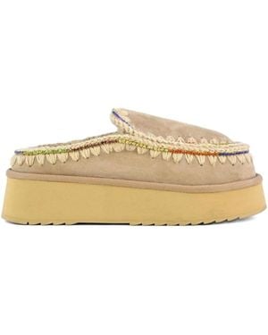 Mou Embellished Platform Mules - Natural